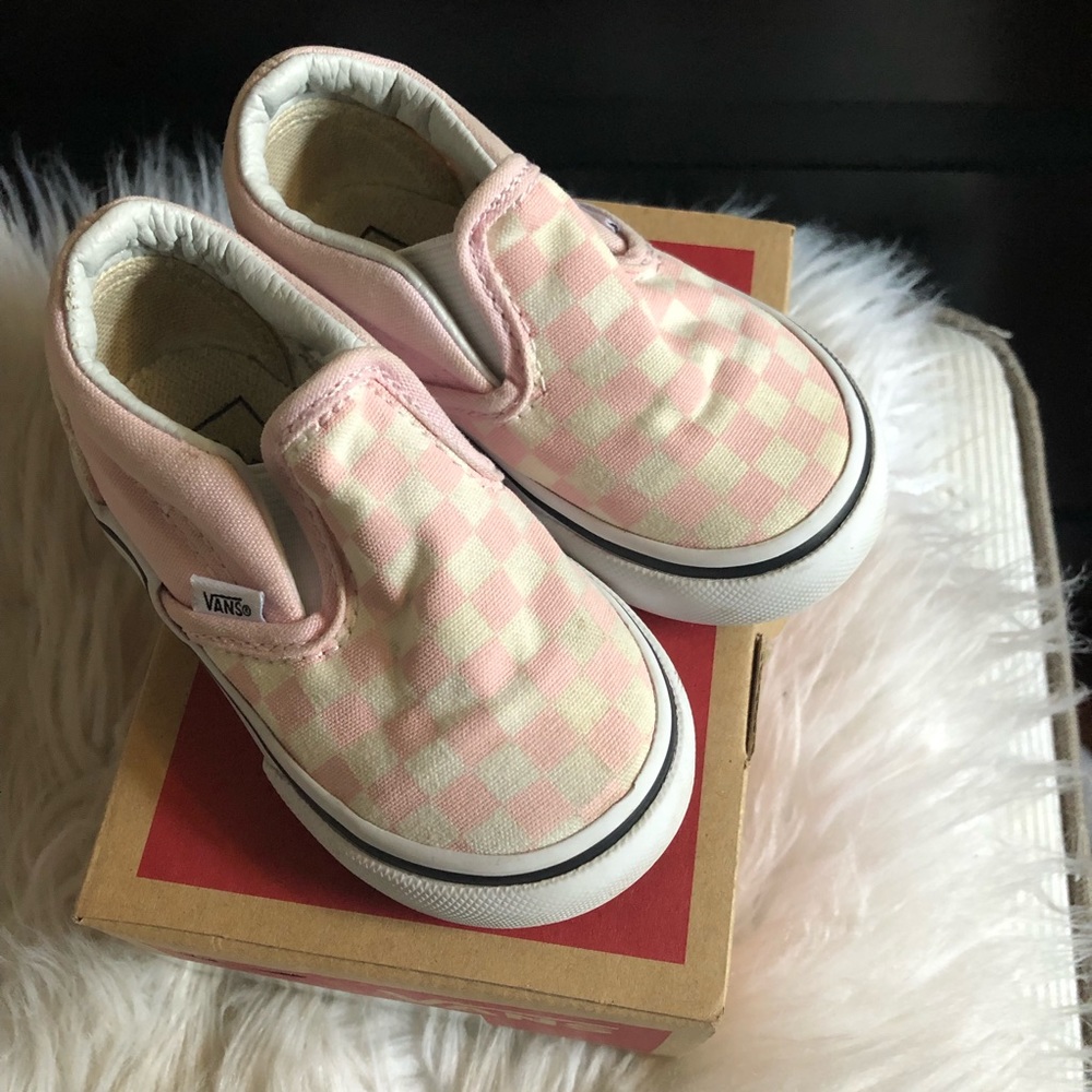 VANS Toddler Pink White Checkerboard Slip On